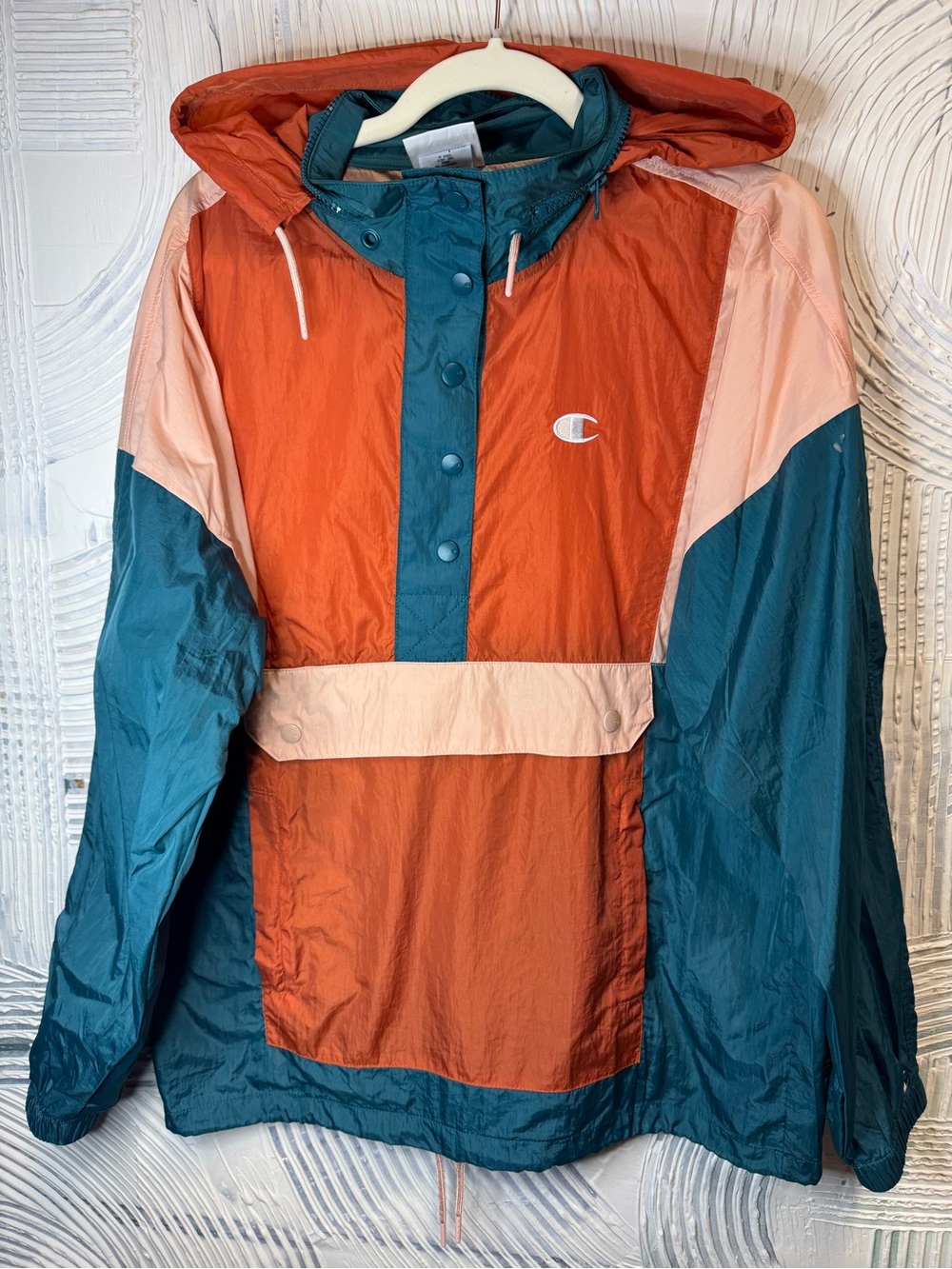 Champion Women's Colorblock Windbreaker Jacket - Teal/Orange/Pink